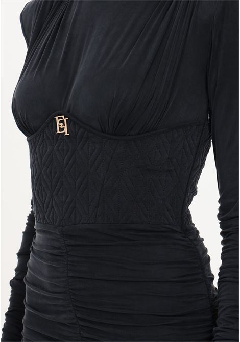 Short black dress for women with bustier embellished with diamond embroidery ELISABETTA FRANCHI | AB41436E2110
